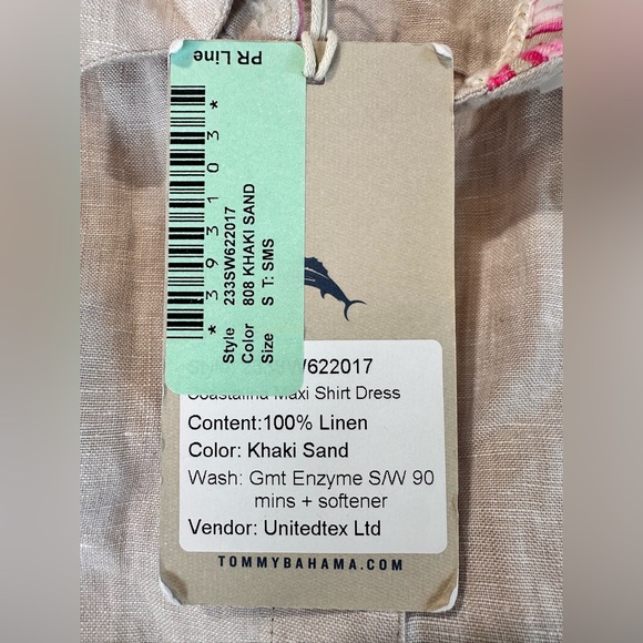 NEW Tommy Bahama Coastalina Linen Maxi Shirt Dress Natural Khaki Size Small NWT - Picture 12 of 13